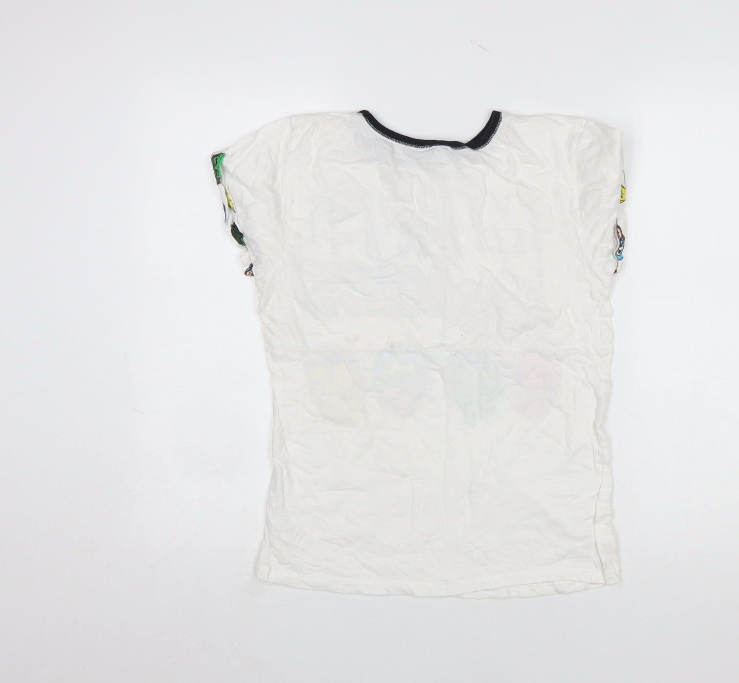 Marvel Comics Women's White Graphic T-Shirt Size 8-10 Cotton Crew Neck