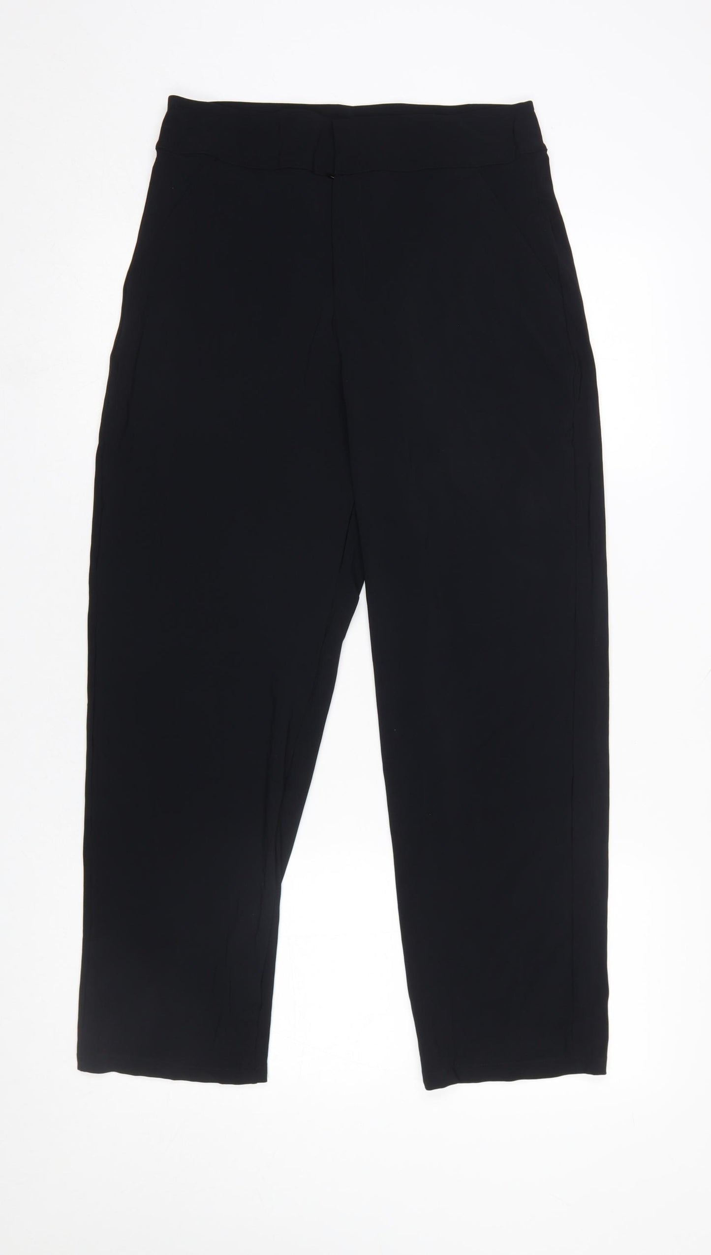 Yamamay Women's Black Cropped Slim Fit Stretch Trousers Size 12