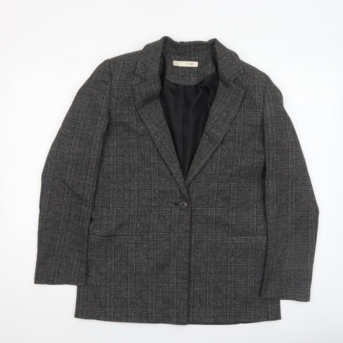 Sfera Women Grey Check Single-Breasted Blazer Jacket Size S
