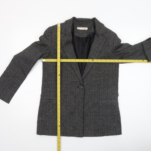 Sfera Women Grey Check Single-Breasted Blazer Jacket Size S