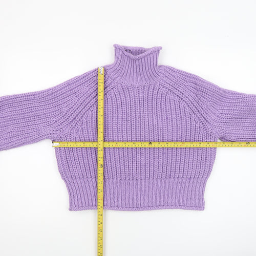 H&M Women’s Purple Chunky Roll Neck Relaxed Fit Jumper Size 8