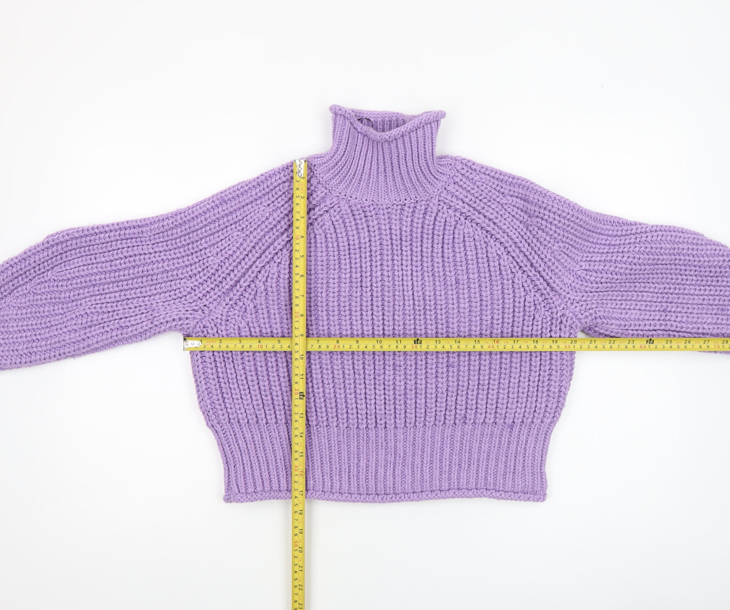 H&M Women’s Purple Chunky Roll Neck Relaxed Fit Jumper Size 8