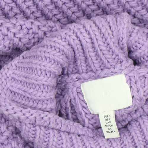 H&M Women’s Purple Chunky Roll Neck Relaxed Fit Jumper Size 8