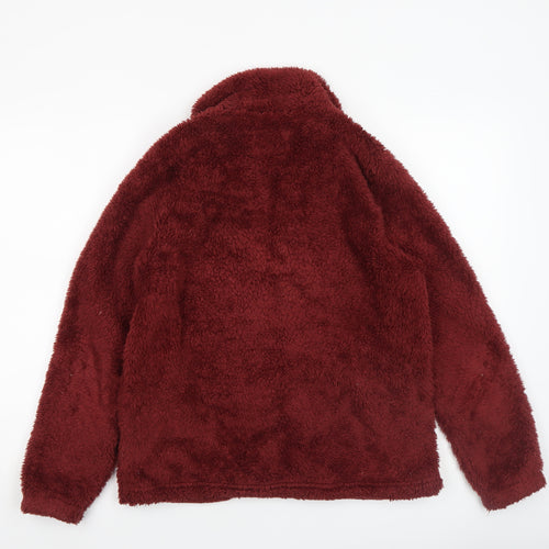 ONLY Womens Burgundy Faux Fur Fleece Zip Jacket XS