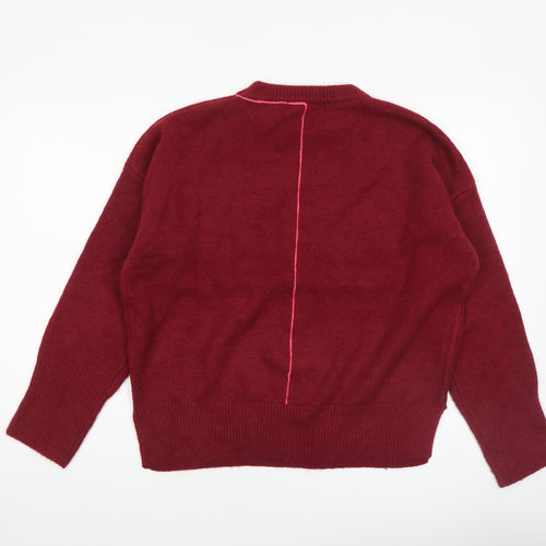 Diesel Womens Red XS Crew Neck Wool Blend Long Sleeve Jumper