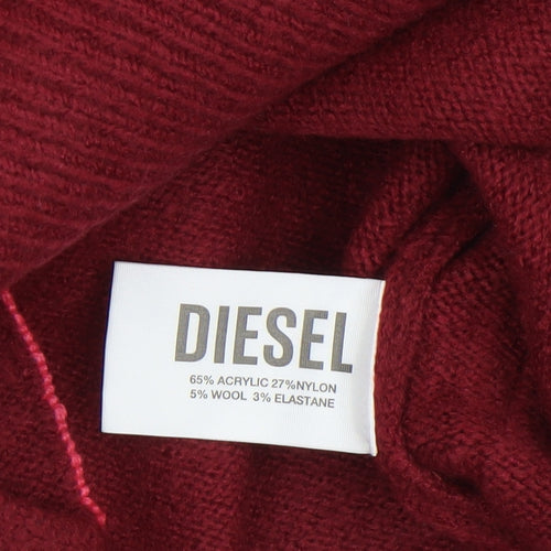 Diesel Womens Red XS Crew Neck Wool Blend Long Sleeve Jumper