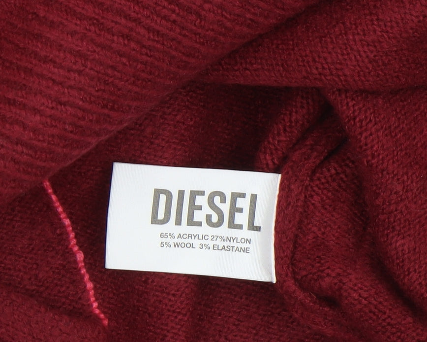 Diesel Womens Red XS Crew Neck Wool Blend Long Sleeve Jumper