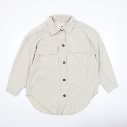 CISONO Womens Beige Corduroy Shirt Jacket Size S Casual Outerwear