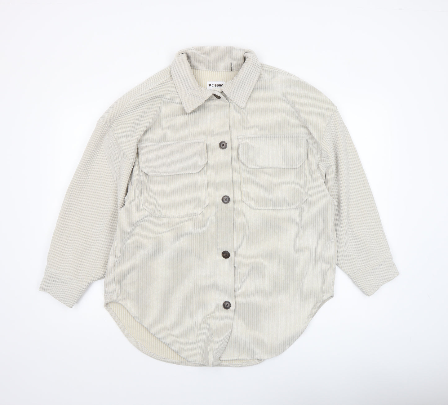 CISONO Womens Beige Corduroy Shirt Jacket Size S Casual Outerwear