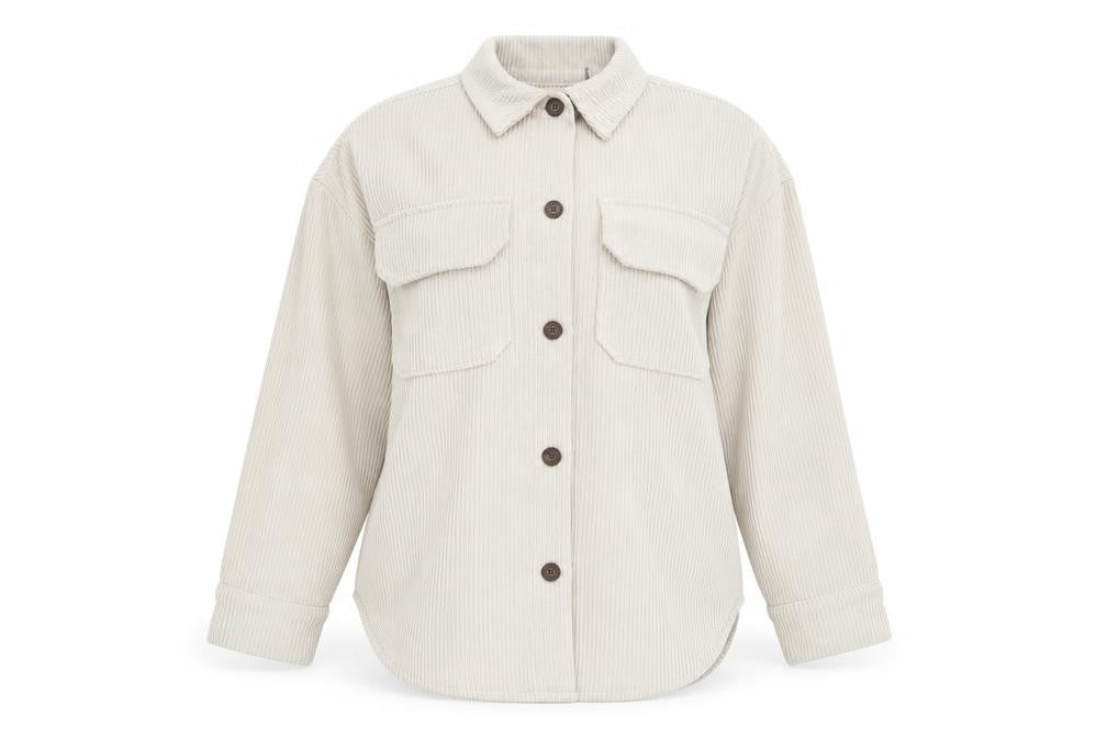 CISONO Womens Beige Corduroy Shirt Jacket Size S Casual Outerwear