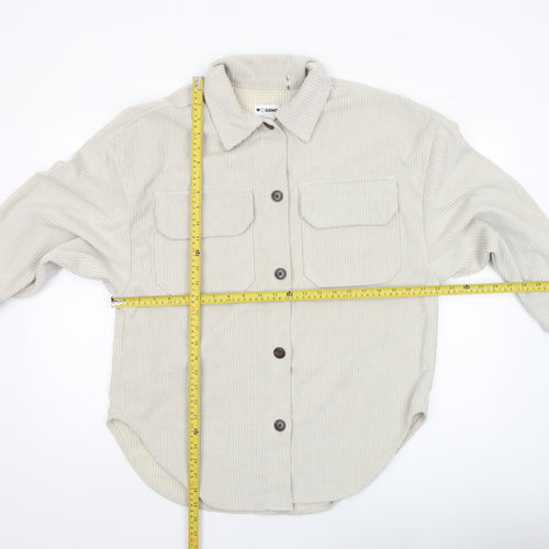 CISONO Womens Beige Corduroy Shirt Jacket Size S Casual Outerwear