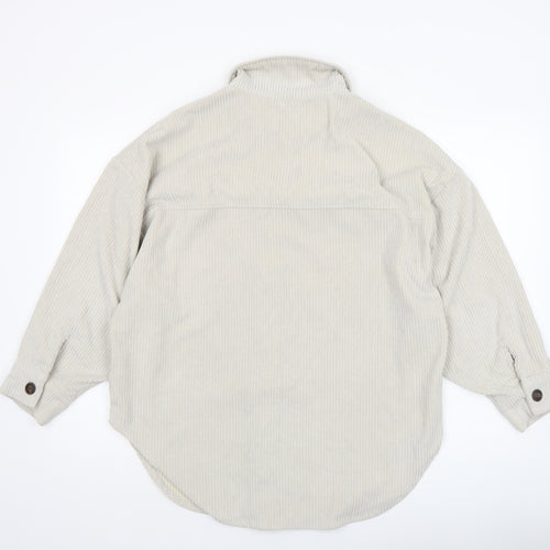 CISONO Womens Beige Corduroy Shirt Jacket Size S Casual Outerwear