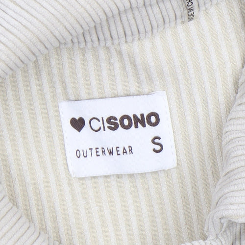CISONO Womens Beige Corduroy Shirt Jacket Size S Casual Outerwear