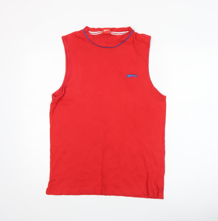Slazenger Men's Red Cotton Sleeveless Casual Sports Top M
