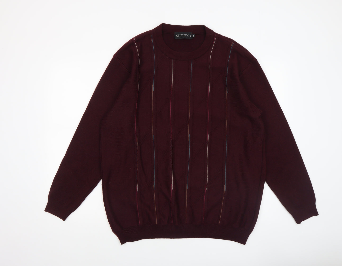 Gilt Edge Men's Red 2XL Pullover Crew Neck Jumper