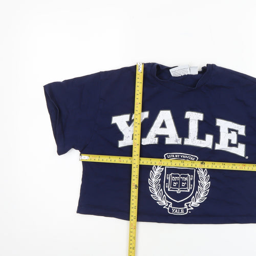 Yale University Women's Blue Cropped T-Shirt Size S Cotton