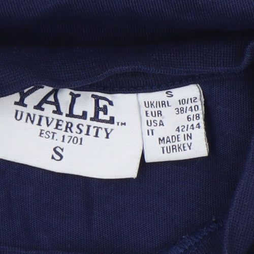 Yale University Women's Blue Cropped T-Shirt Size S Cotton