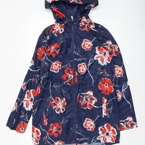 Dunnes Women’s Navy Floral Hooded Lightweight Rain Coat Size S