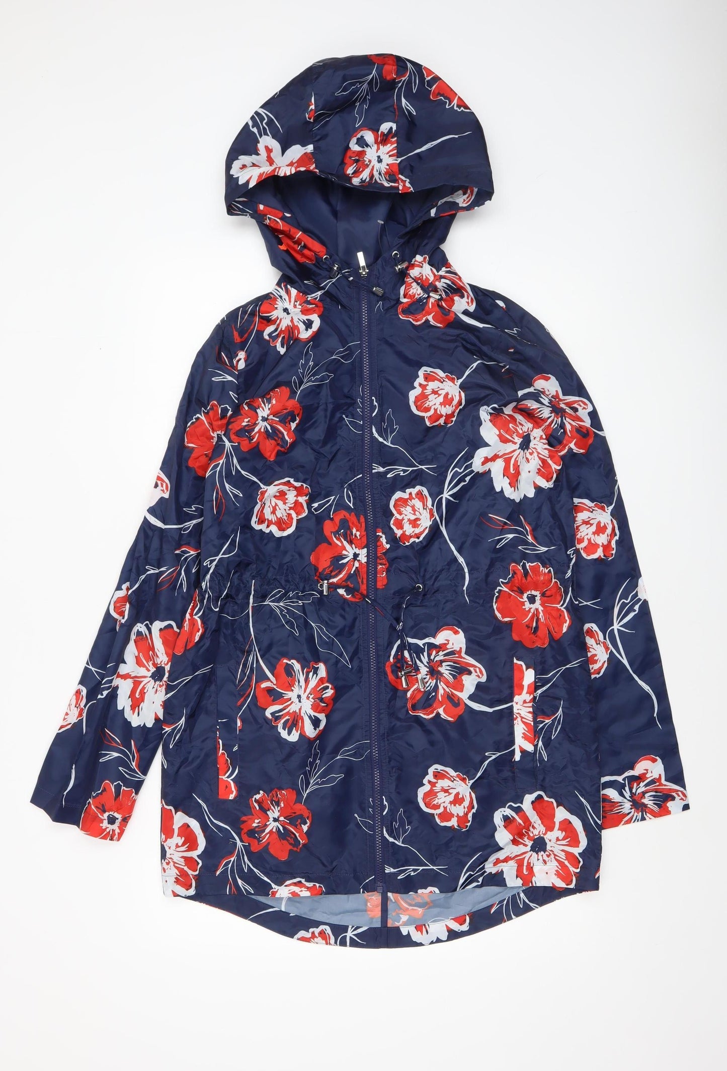 Dunnes Women’s Navy Floral Hooded Lightweight Rain Coat Size S