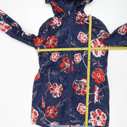Dunnes Women’s Navy Floral Hooded Lightweight Rain Coat Size S