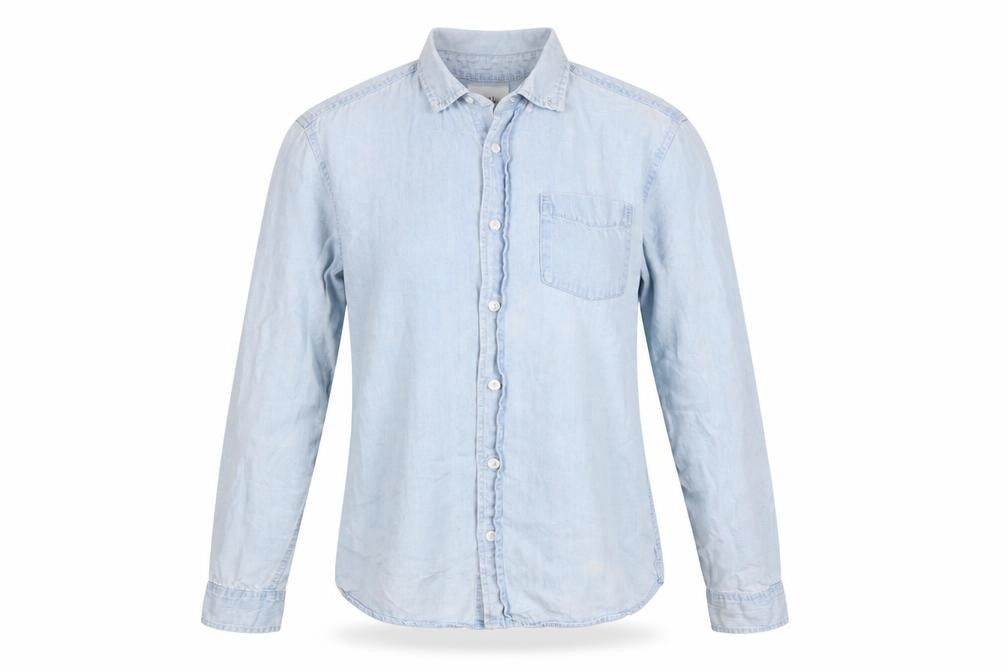 Pull&Bear Women’s Blue Denim Button-Up Shirt Size 8 Cotton