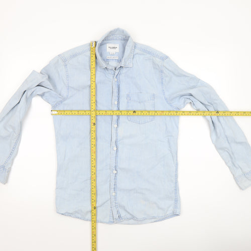 Pull & Bear Women’s Blue Denim Button-Up Shirt Size 8 Cotton