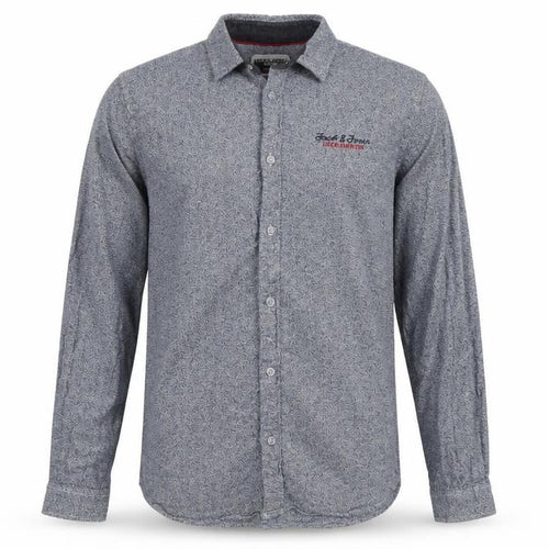 Jack & Jones Men’s Blue Geometric Regular Fit Long Sleeve Cotton Shirt M