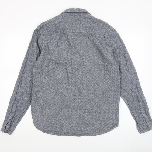 Jack & Jones Men’s Blue Geometric Regular Fit Long Sleeve Cotton Shirt M
