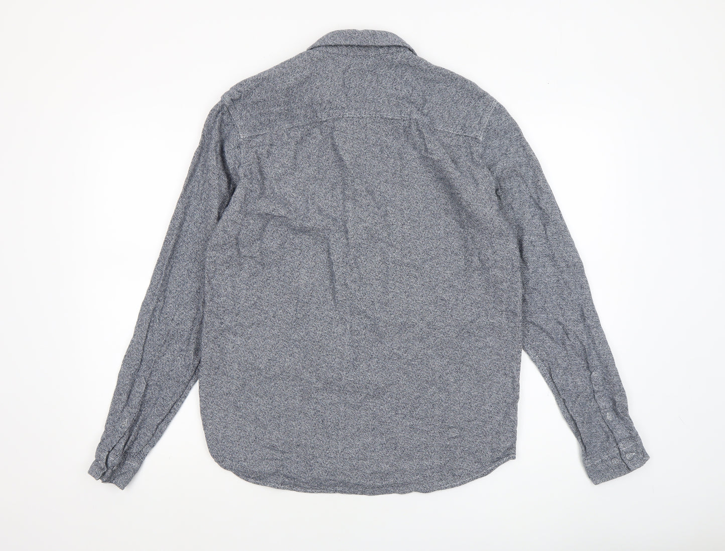 Jack & Jones Men’s Blue Geometric Regular Fit Long Sleeve Cotton Shirt M