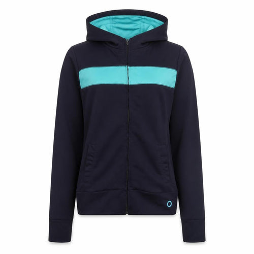 Denim Co Women Navy Blue & Aqua Full Zip Yoga Hoodie Size 8