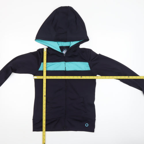 Denim Co Women Navy Blue & Aqua Full Zip Yoga Hoodie Size 8