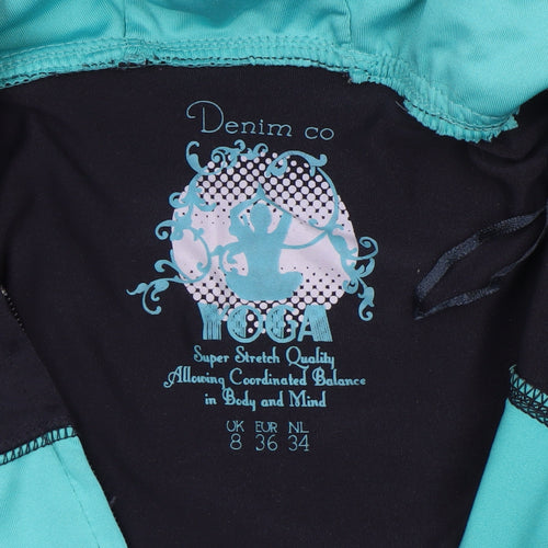Denim Co Women Navy Blue & Aqua Full Zip Yoga Hoodie Size 8