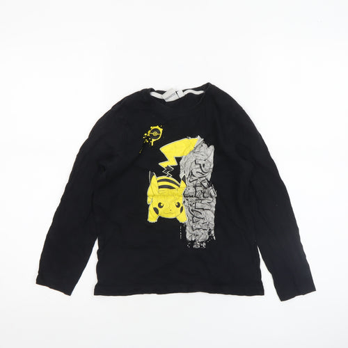 Pokémon Boys Black Pikachu Long Sleeve Cotton T-Shirt 8-9 Years