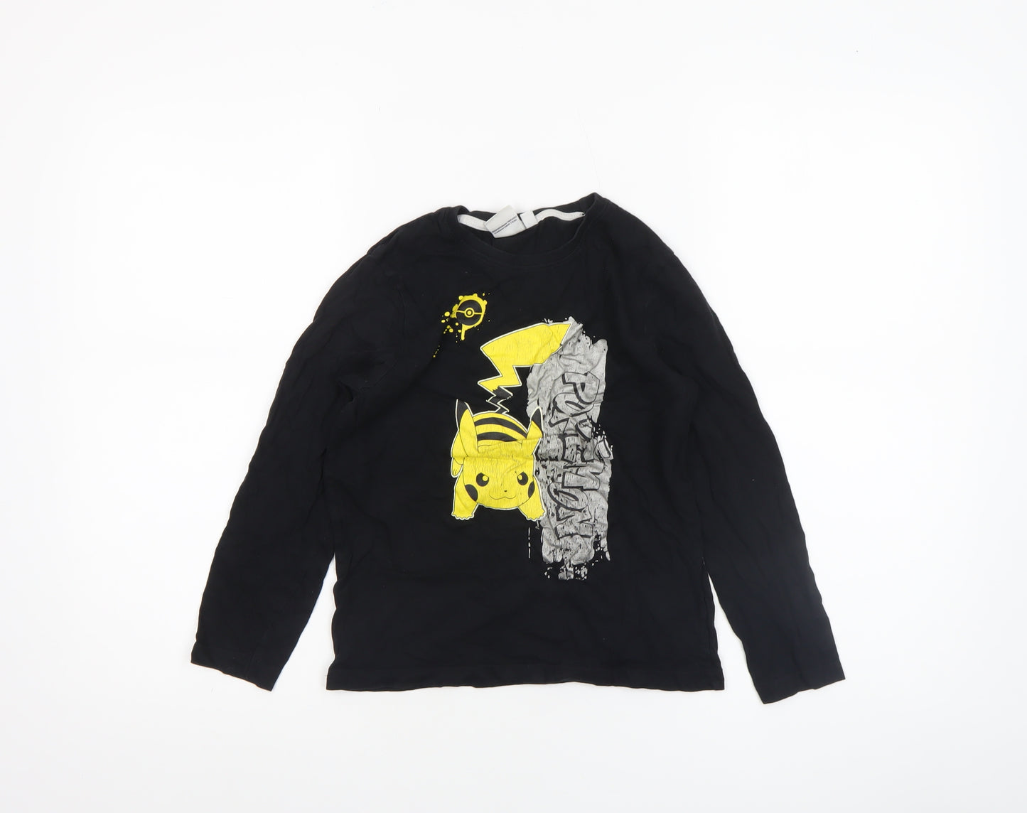 Pokémon Boys Black Pikachu Long Sleeve Cotton T-Shirt 8-9 Years