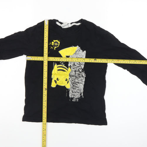 Pokémon Boys Black Pikachu Long Sleeve Cotton T-Shirt 8-9 Years