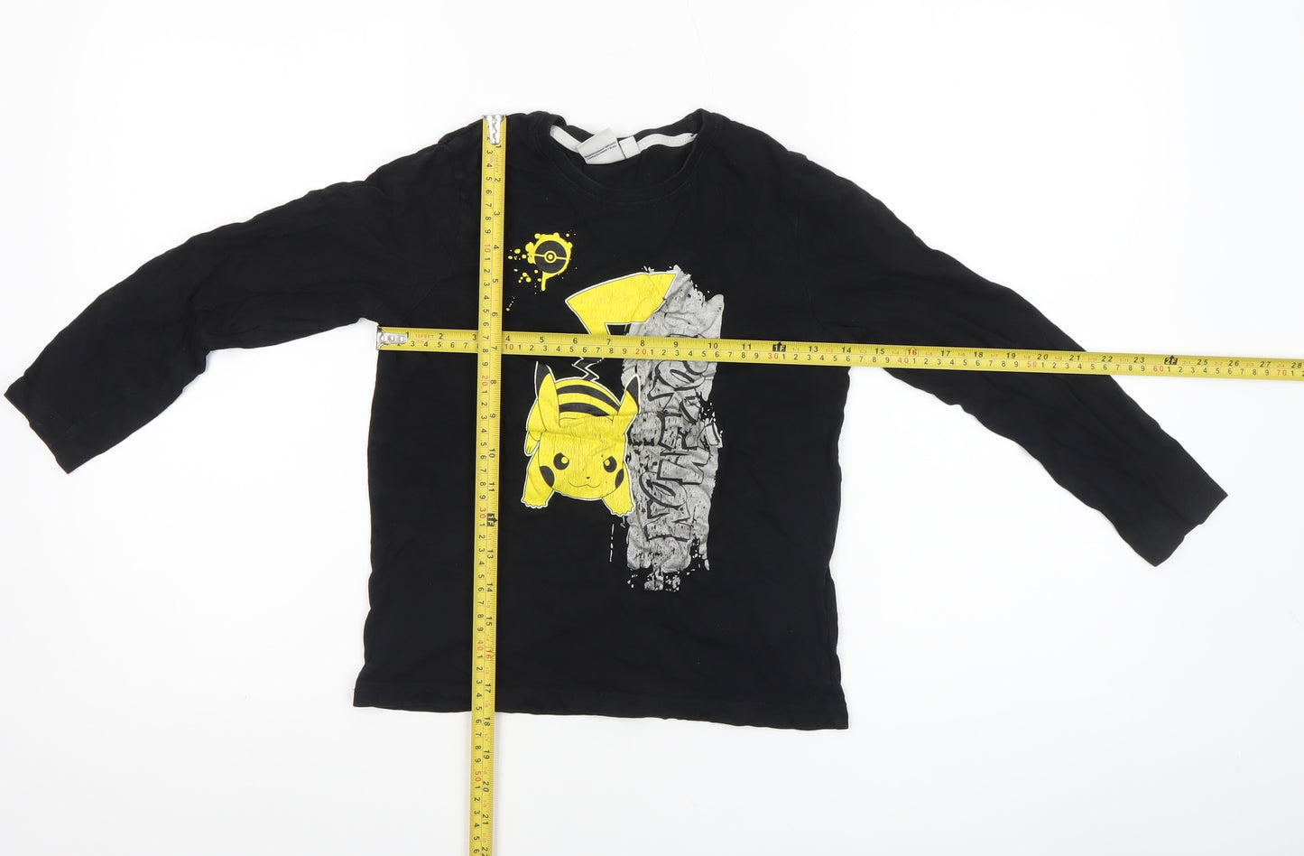 Pokémon Boys Black Pikachu Long Sleeve Cotton T-Shirt 8-9 Years