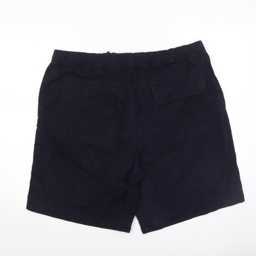 Savatini Men’s Blue Cotton Chino Shorts L Elastic Waist Casual