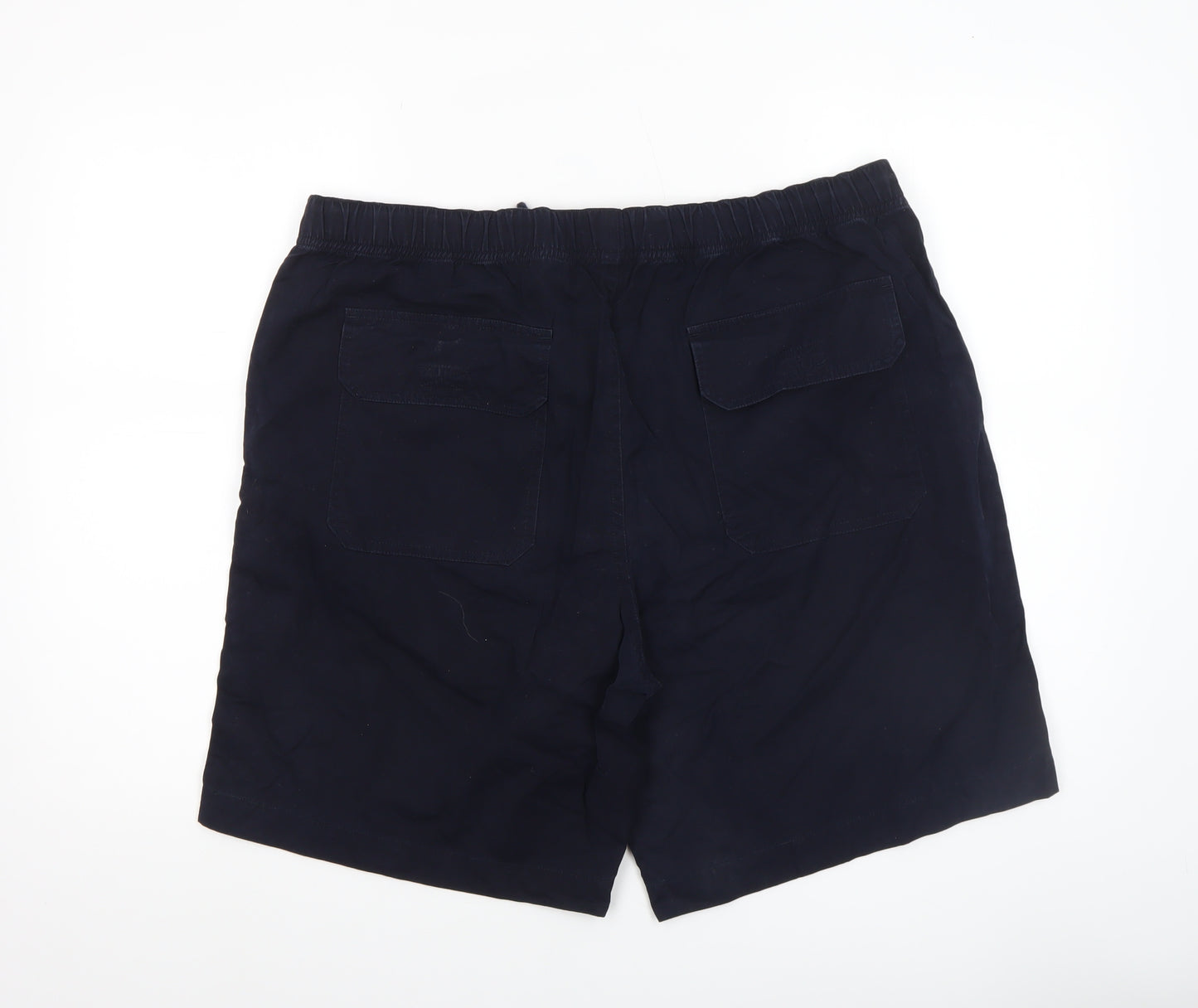 Savatini Men’s Blue Cotton Chino Shorts L Elastic Waist Casual