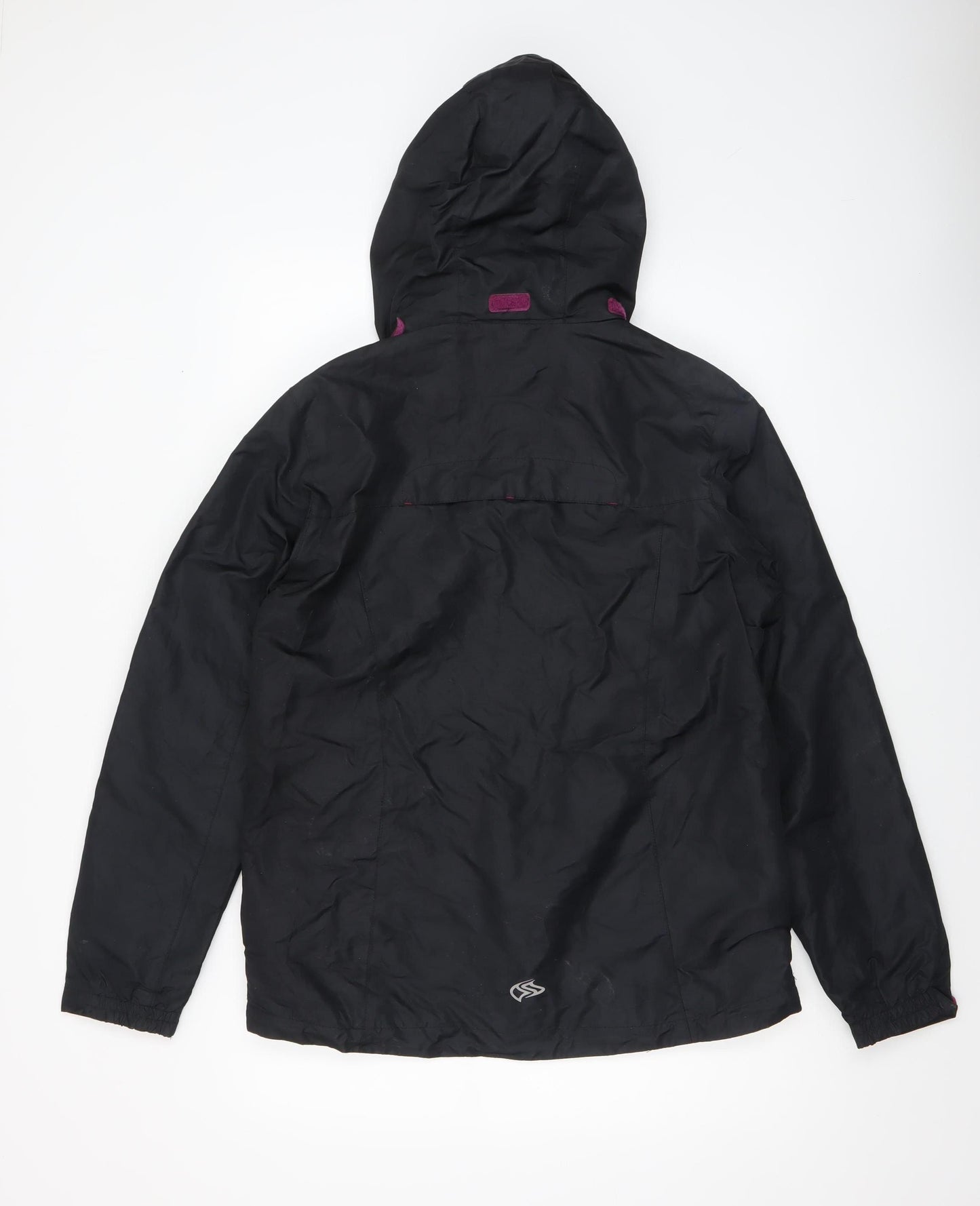 Crivit Women Black Waterproof Hooded Rain Jacket Size 14