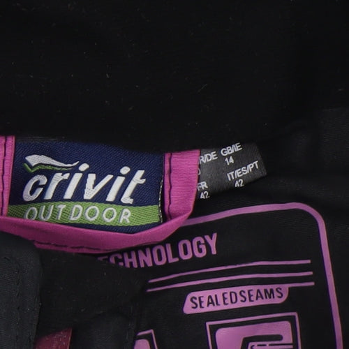 Crivit Women Black Waterproof Hooded Rain Jacket Size 14