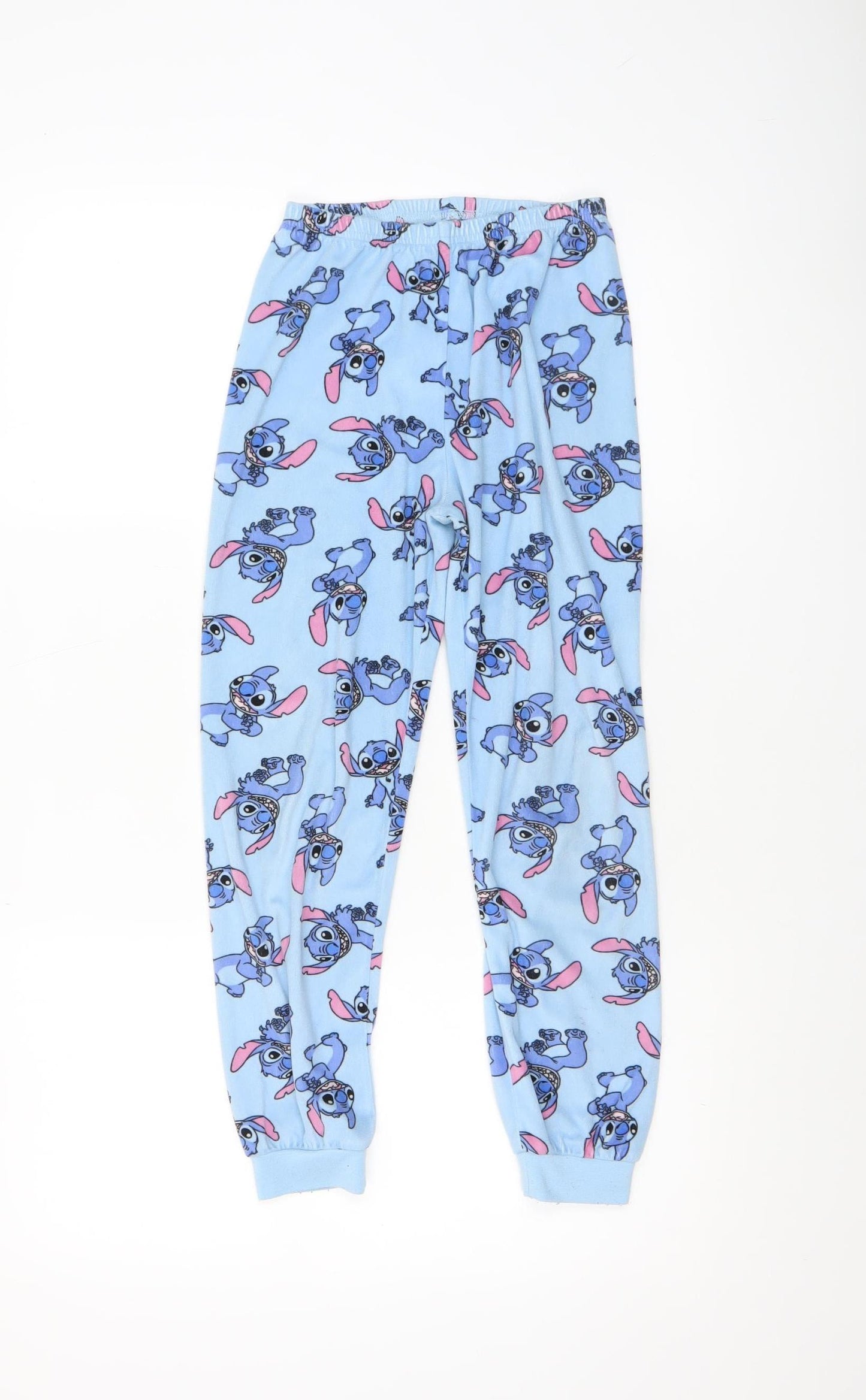 Primark Girls Blue Stitch Fleece Pyjama Pants 8-9 Years
