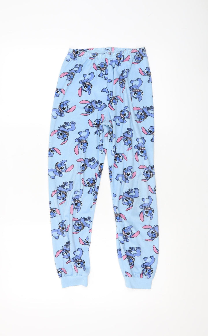 Primark Girls Blue Stitch Fleece Pyjama Pants 8-9 Years
