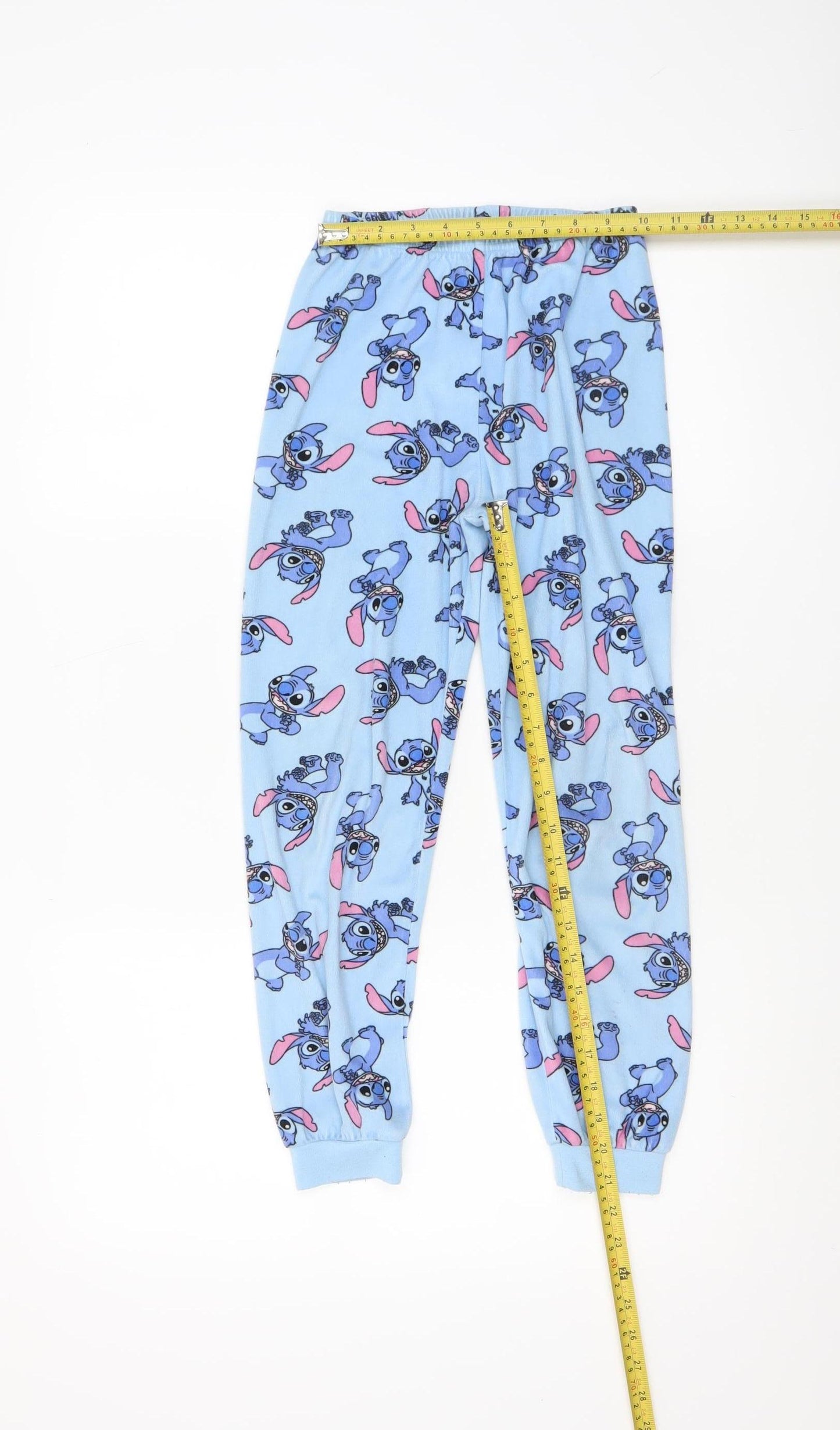 Primark Girls Blue Stitch Fleece Pyjama Pants 8-9 Years