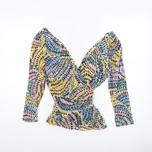 Betty Jackson Black Women's Multicoloured Wrap Blouse Size 10