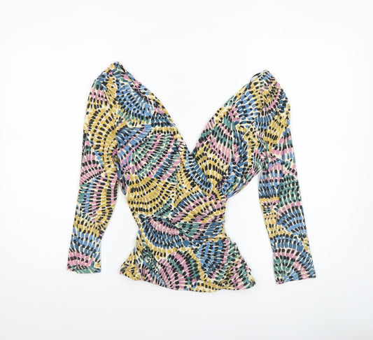 Betty Jackson Black Women's Multicoloured Wrap Blouse Size 10