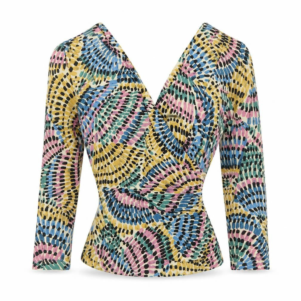 Front view of Betty Jackson Black Women's Multicoloured Wrap Blouse, size 10