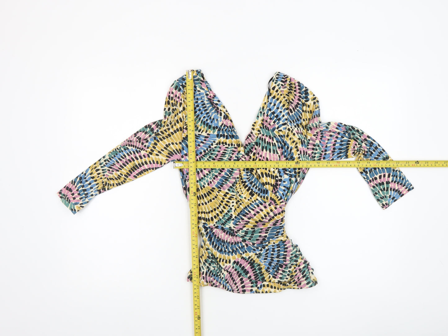 Betty Jackson Black Women's Multicoloured Wrap Blouse Size 10