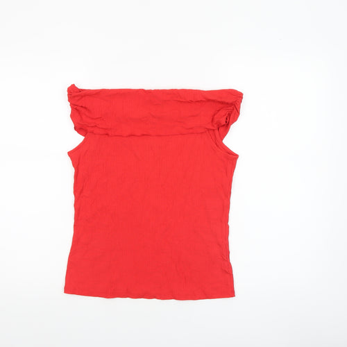 Savida Women’s Red Off Shoulder Slim Fit Jersey Blouse Size 12