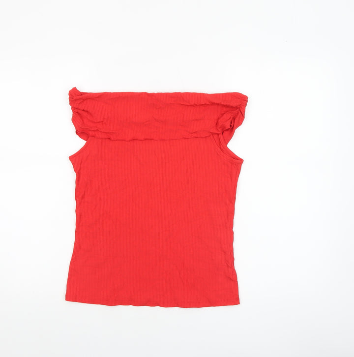Savida Women’s Red Off Shoulder Slim Fit Jersey Blouse Size 12