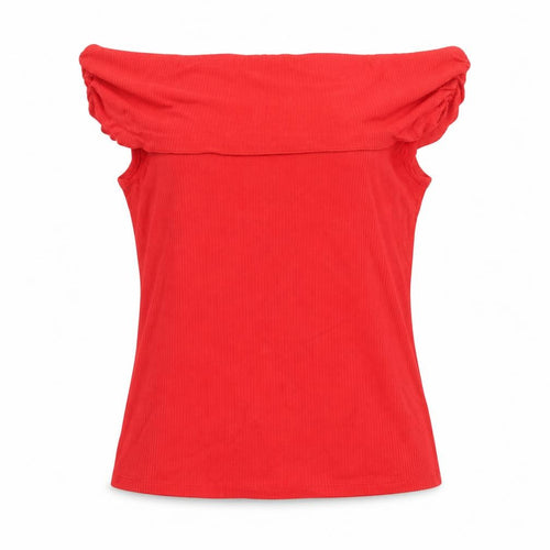 Savida Women’s Red Off Shoulder Slim Fit Jersey Blouse Size 12